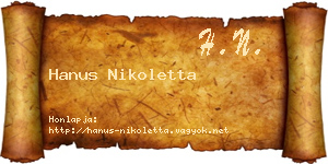 Hanus Nikoletta névjegykártya